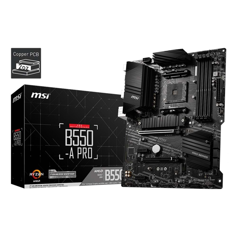 MSI B550-A PRO DDR4 3200MHZ 1XHDMI 1XDP 2XM.2 USB 3.2 ATX AM4 (3.NESİL İŞLEMCİ UYUMLU) 