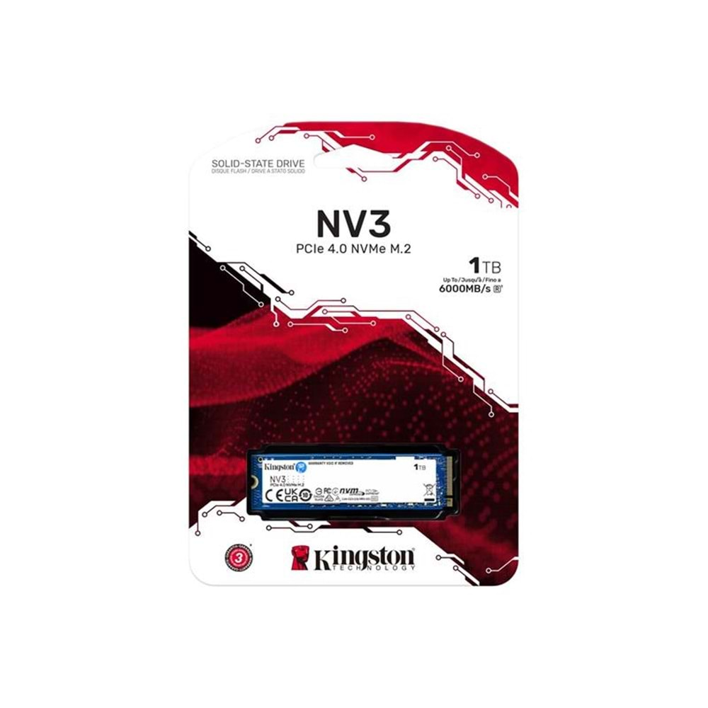 1 TB KINGSTON NV3 2280 GEN4 M.2 PCIE 4.0 NVME 6.000/4.000 SNV3S/1000G 