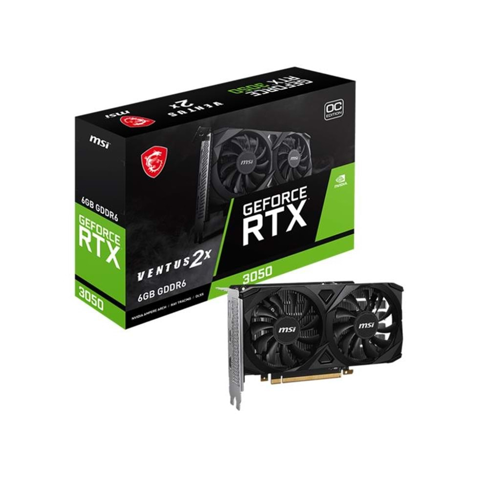 MSI GEFORCE RTX3050 VENTUS 2X E 6G OC 6GB GDDR6 96BIT 2XHDMI 1XDP EKRAN KARTI 