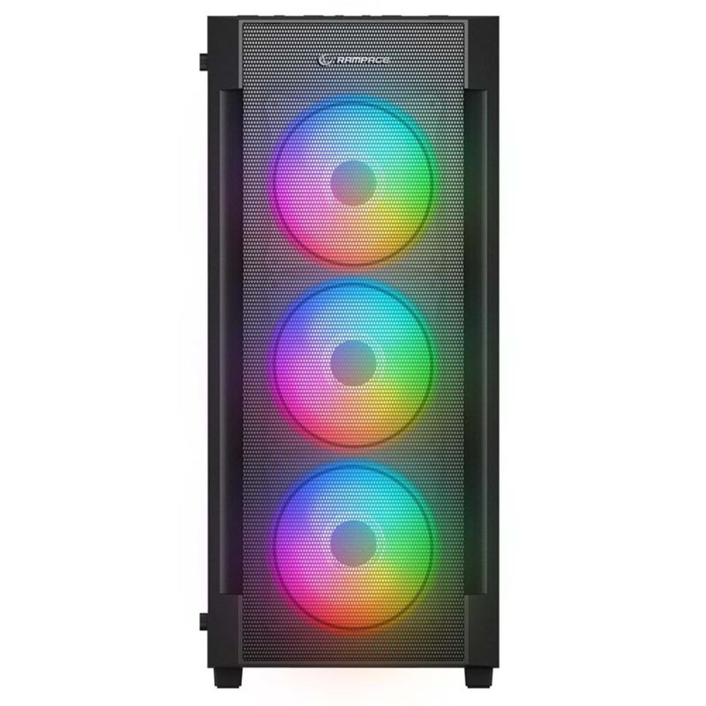 RAMPAGE VIGILANT MESH 650W 80+ BRONZE SİYAH TEMPERLİ CAMLI 4X120MM RGB FAN ATX MIDI TOWER GAMING KASA 