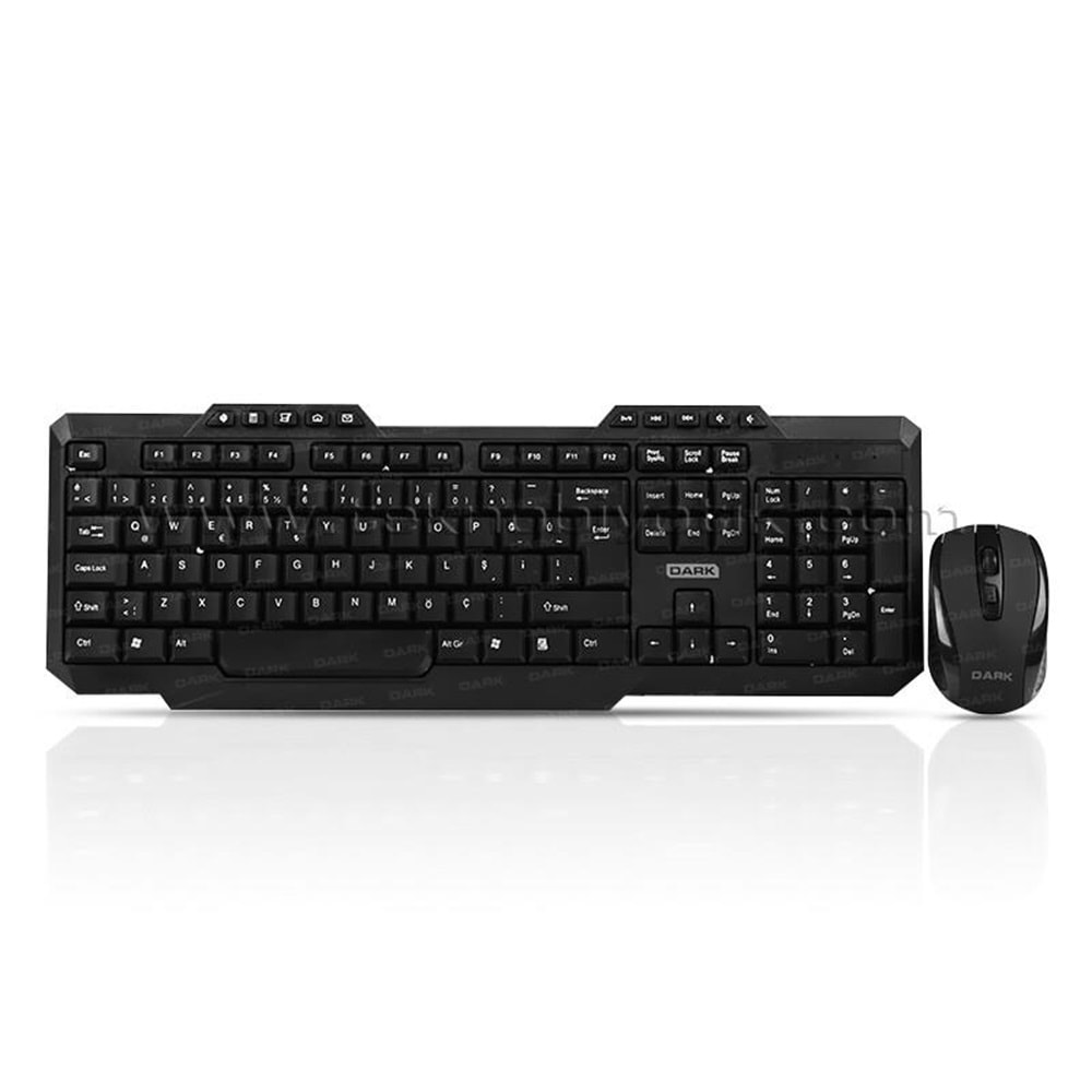 DARK DK-AC-KMW1000 BUTONLU TÜRKÇE Q SİYAH KABLOSUZ KLAVYE MOUSE SET 