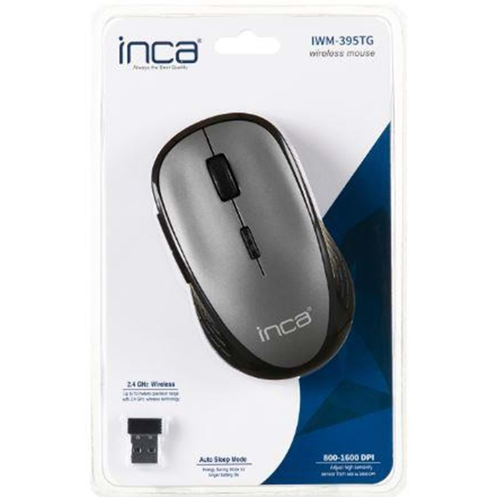 INCA IWM-395TG GRİ KABLOSUZ 1600DPI MOUSE 