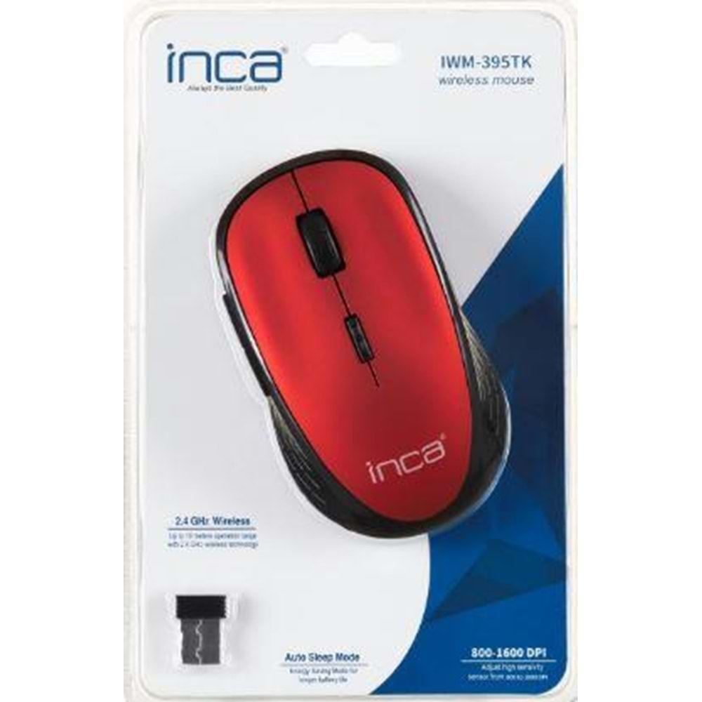 INCA IWM-395TK KIRMIZI KABLOSUZ 1600 DPI MOUSE 