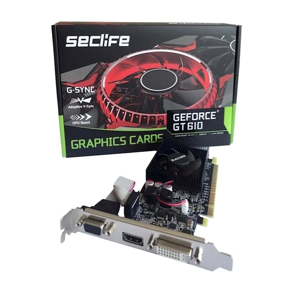 SECLIFE GEFORCE GT610 LP 2GB DDR3 64B 1XVGA 1XHDMI 1XDVI