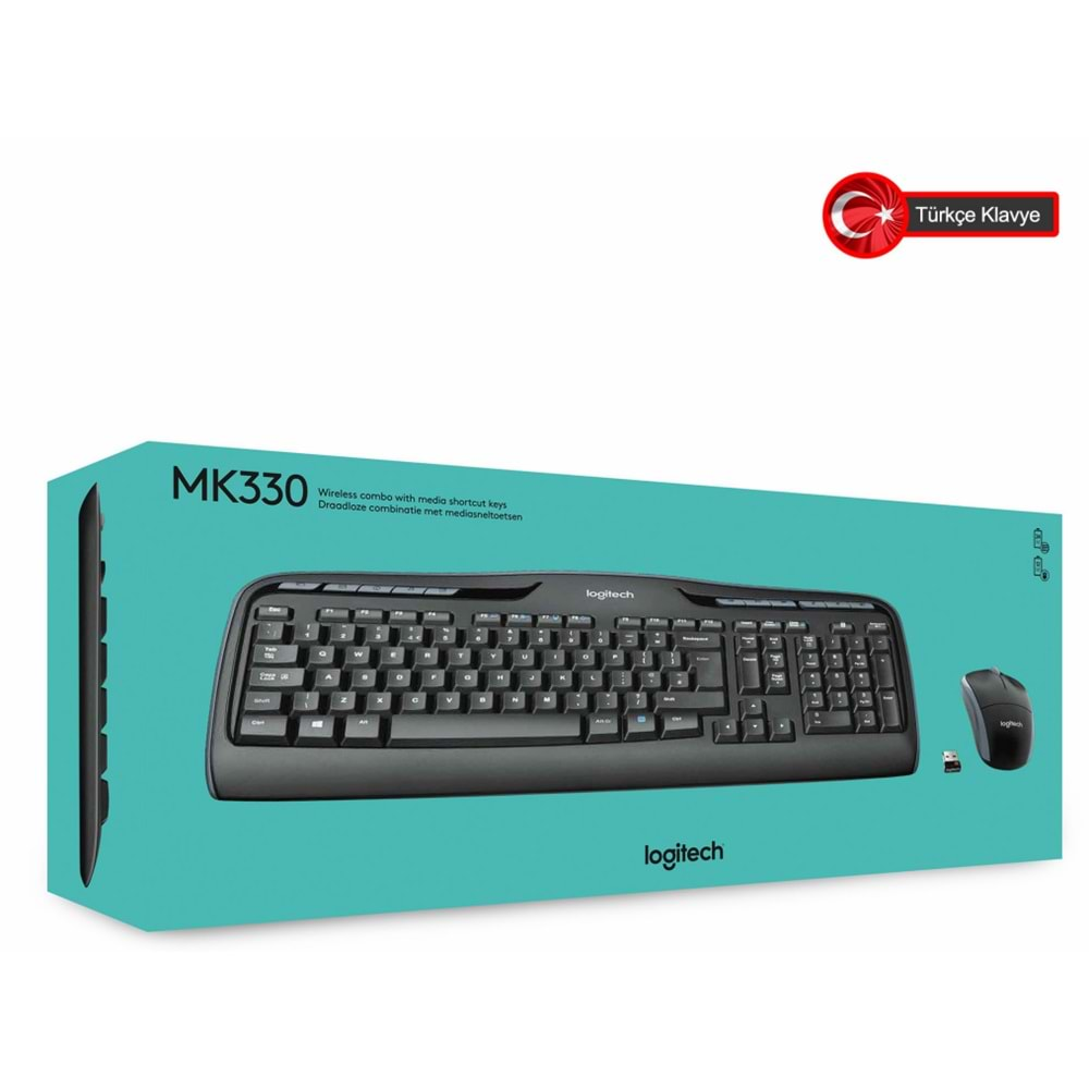 Logitech MK330 Kablosuz Türkçe Klavye Mouse Seti - Siyah