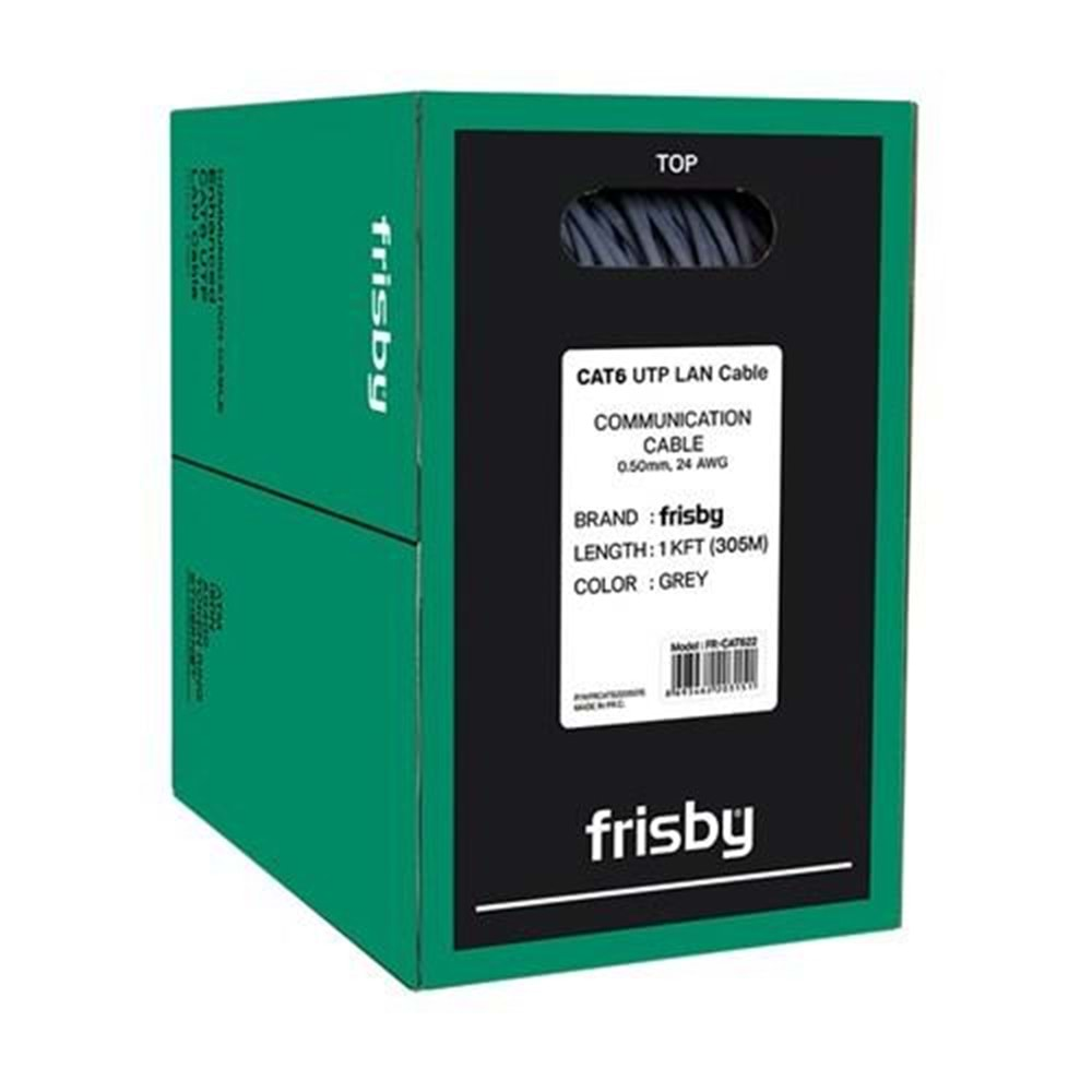 FRISBY FNW-CAT622 305MT 0.50MM 24AWG CAT6 UTP KABLO GRİ 