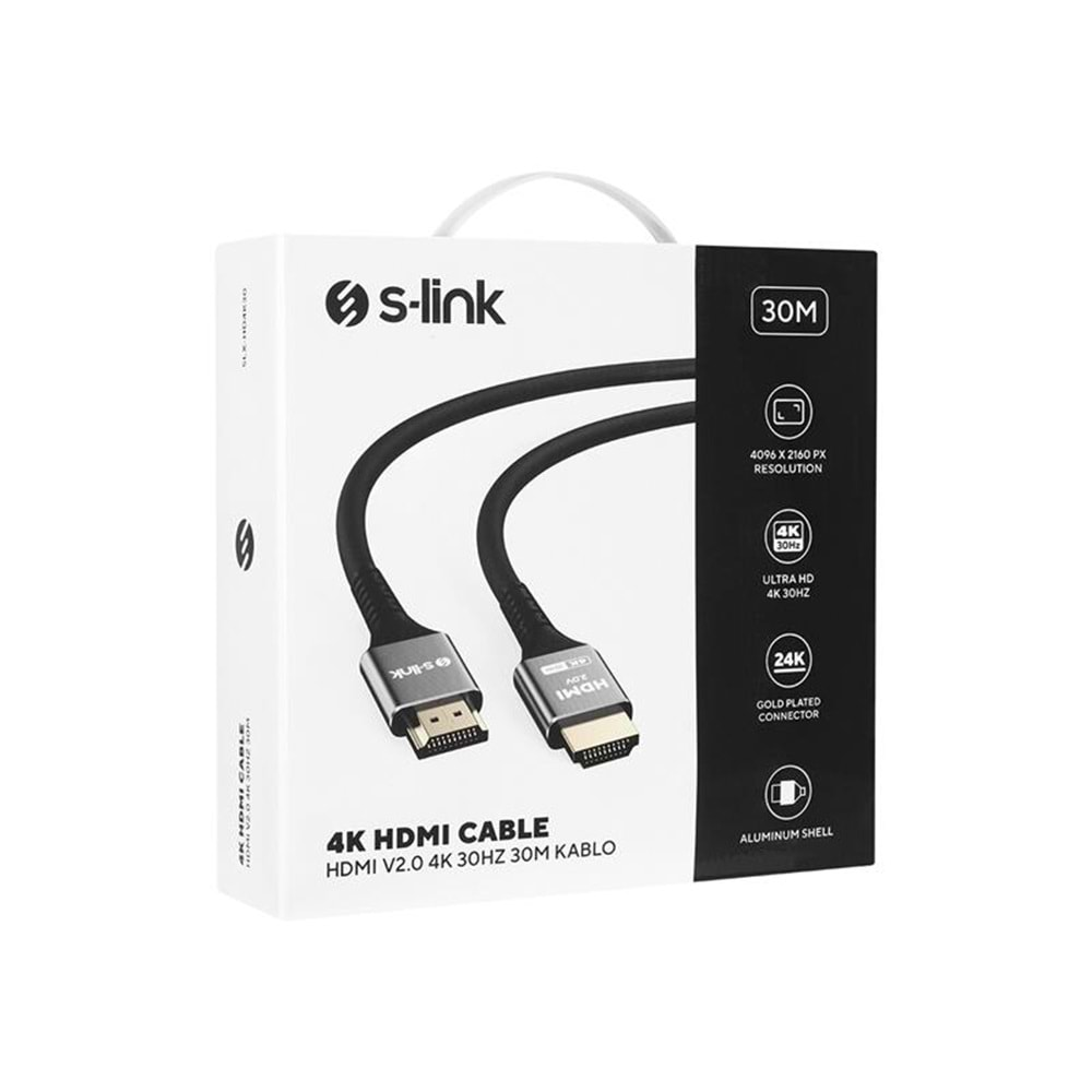 S-LINK SLX-HD4K30 19+1 HDMI TO HDMI 30MT METAL V2.0 4K (4096*2160) 30HZ KABLO 