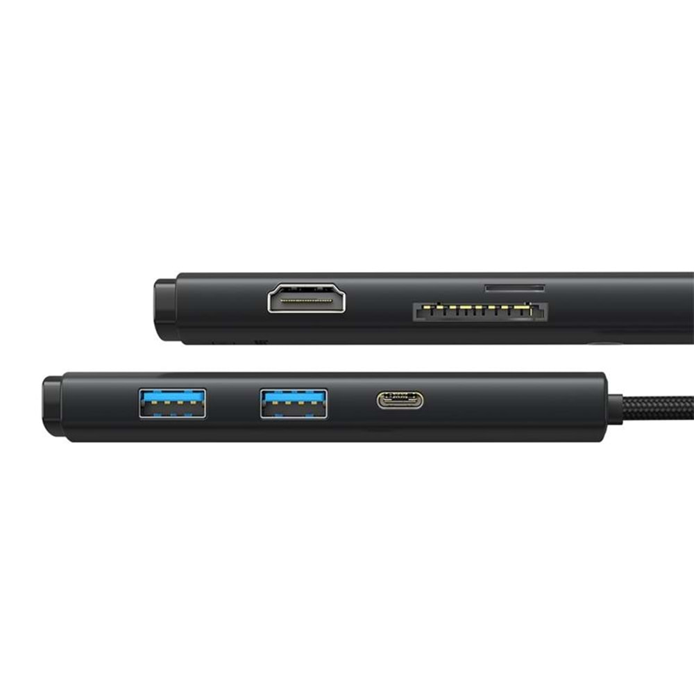 BASEUS LITE SIYAH 6IN1 TYPE-C HUB ÇIKIŞ:2XUSB 1XTYPE-C 1XHDMI 1XMİCROSD 1XSD GİRİŞ:TYPE-C WKQX050101 