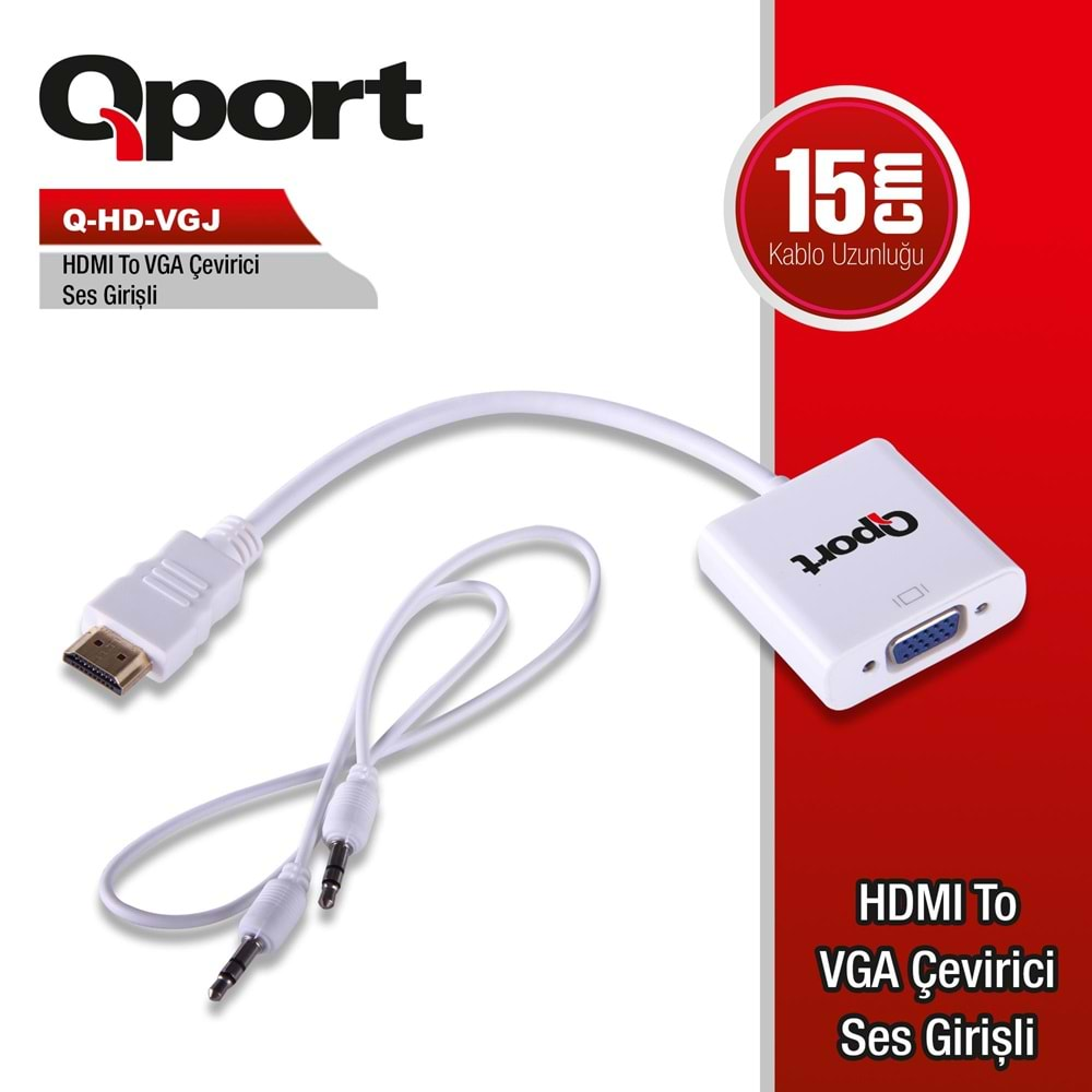 QPORT Q-HD-VGJ HVJ HDMI TO VGA CEVIRICI+ SES JACK 