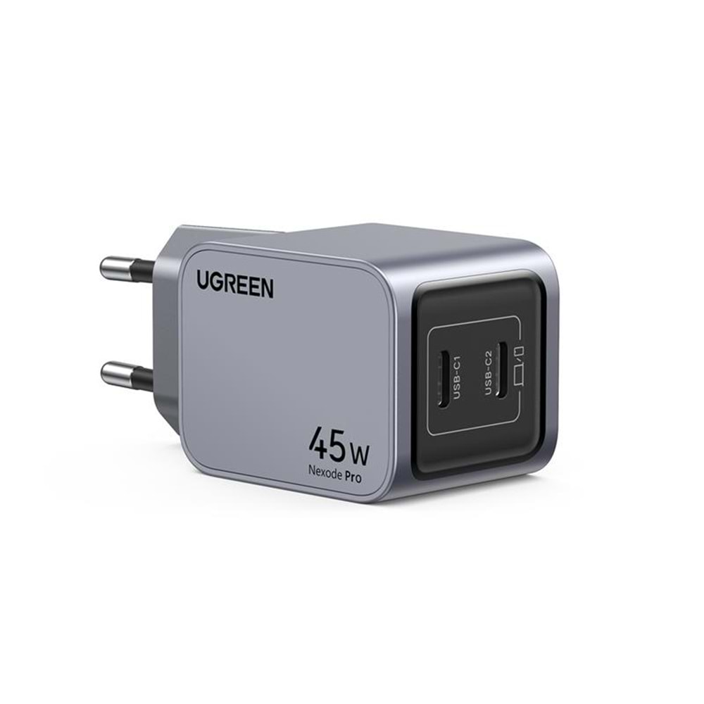 UGREEN NEXODE PRO 45W GAN HIZLI ŞARJ CİHAZI TYPE-C QC PD 2XUSB-C UZAY GRİSİ 35008 