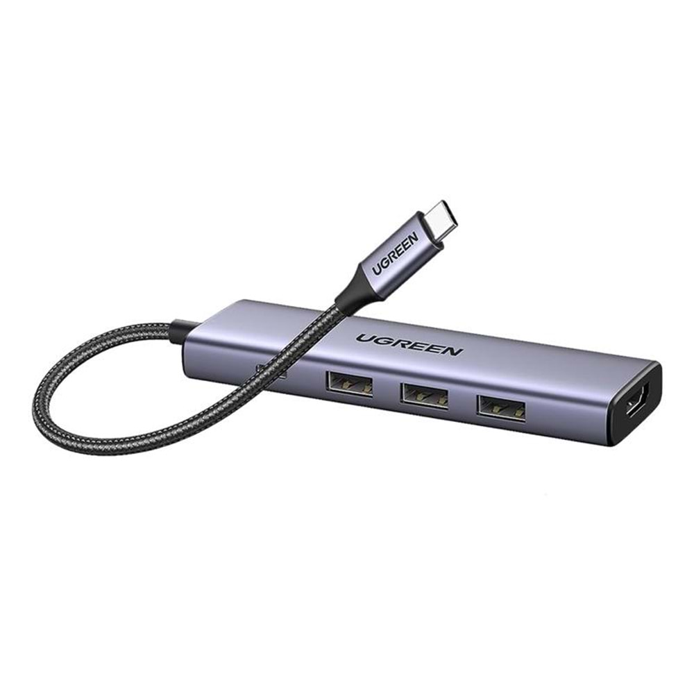 UGREEN 5IN1 USB-C 100W PD 4K HDMI HUB ÇOKLAYICI GRİ 15596 