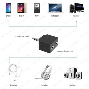 Swat 1x2 - 3.5mm Stereo Jak Çoğaltıcı Kulaklık Ses Çoklayıcı Adaptör