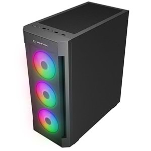 RAMPAGE VIGILANT MESH 650W 80+ BRONZE SİYAH TEMPERLİ CAMLI 4X120MM RGB FAN ATX MIDI TOWER GAMING KASA 