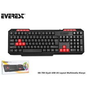 Everest KB-700 Siyah Kablolu Multimedia Klavye İngilizce (US)