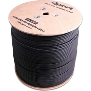 QPORT Q-CATO2 500MT MAKARALI OUTDOOR DIŞ MEKAN 23AWG 0.58MM SİYAH CAT6 KABLO 