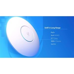 UBNT U6-LR 2.4/5GHZ DUALBAND WIFI6 4X4 MU-MIMO 3.0GBPS İÇ ORTAM TAVAN TİPİ ACCESS POINT(ADAPTÖRSÜZ) 