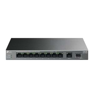 TP-LINK LS1210GP 8 PORT GIGABIT + 1XRJ45/1XSFP UPLINK 61W 250 METRE POE MESAFE METAL KASA 