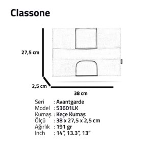 Classone S3601LK Avantgarde 13-14¨ Notebook, Keçe Kılıf-Lacivert-K.