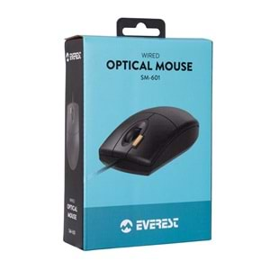 EVEREST SM-601 USB SİYAH OPTİK KABLOLU MOUSE