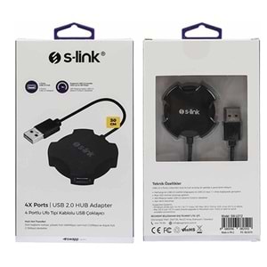 S-LINK SWAPP SW-U212 SİYAH USB 2.0 4 PORT HUB KABLOLU DÖNÜŞTÜRÜCÜ ADAPTÖ