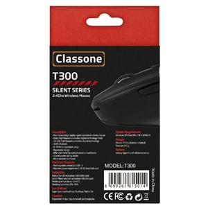 CLASSONE T300 SILENT ÖZELLİKLİ KABLOSUZ MOUSE 1600 DPI