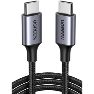 UGREEN USB-C 60W 3A QC PD ÖRGÜLÜ HIZLI ŞARJ KABLOSU 1 MT SİYAH 50150 