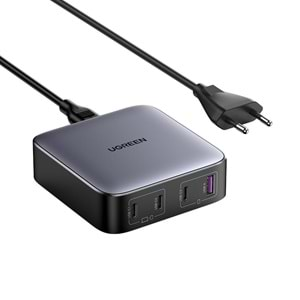 UGREEN NEXODE 100W GAN MASAÜSÜ HIZLI ŞARJ CİHAZI TYPE-C QC PD 4 PORTLU 3XUSB-C 1XUSB-A GRİ 90928 