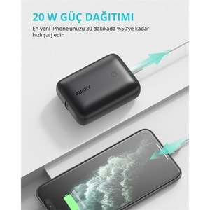 AUKEY PB-N83S-BK 22.5W SCP 18W PD VE QC 3.0 10000 MAH PD MİNİ TYPE-C POWERBANK 