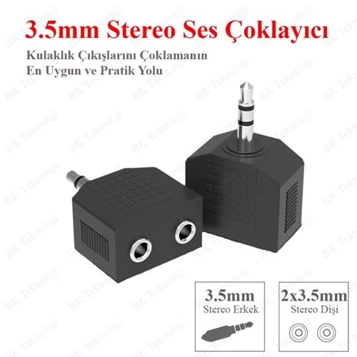Swat 1x2 - 3.5mm Stereo Jak Çoğaltıcı Kulaklık Ses Çoklayıcı Adaptör