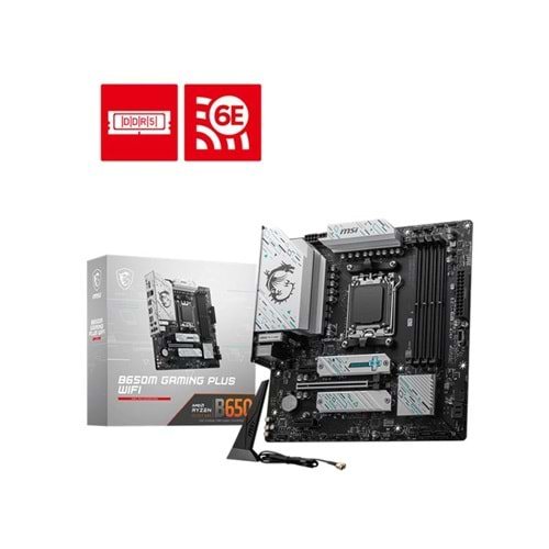 MSI B650M GAMING PLUS WIFI DDR5 6400MHZ 1XHDMI 1XDP 2XM.2 USB 3.2 AM5 MATX (AMD AM5 8000/ 7000 SERİS İŞLEMCİ UYUMLU ) 