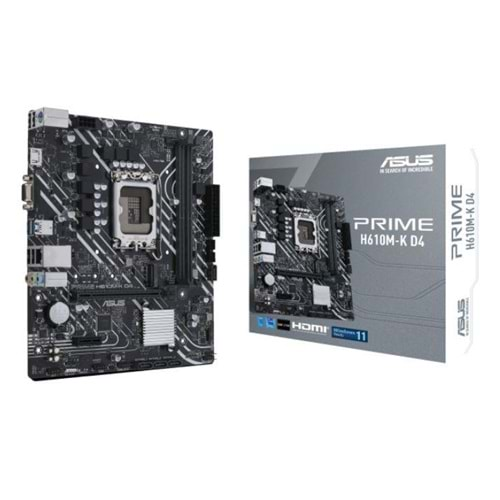 ASUS PRIME H610M-K D4 DDR4 3200MHZ 1XVGA 1XHDMI 1XM.2 USB 3.2 MATX 1700P (12. / 13. VE 14. NESİL İŞLEMCİ UYUMLU) 