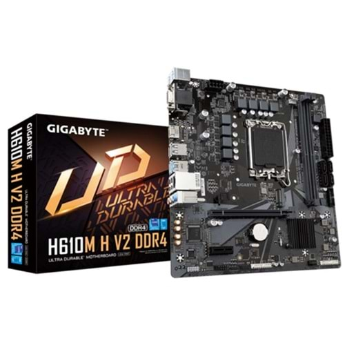 GIGABYTE H610M-H-V2 DDR4 3200MHZ 1XVGA 1XHDMI 1XM.2 USB 3.2 MATX 1700P (12. / 13. VE 14. NESİL İŞLEMCİ UYUMLU) 