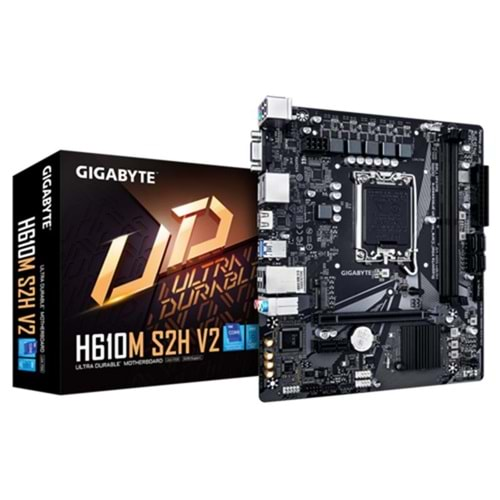 GIGABYTE H610M-S2H-V2-DDR5 5600MHZ 1XVGA 1XHDMI 2XDP 1XM.2 USB 3.2 MATX 1700P (12./13.VE 14.NESİL İŞLEMCİ UYUMLU) 