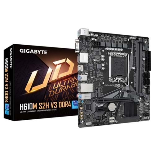 GIGABYTE H610M-S2H-V3-DDR4 3200MHZ 1XVGA 1XHDMI 2XDP 1XM.2 USB 3.2 MATX 1700P (12./13.VE 14.NESİL İŞLEMCİ UYUMLU) 