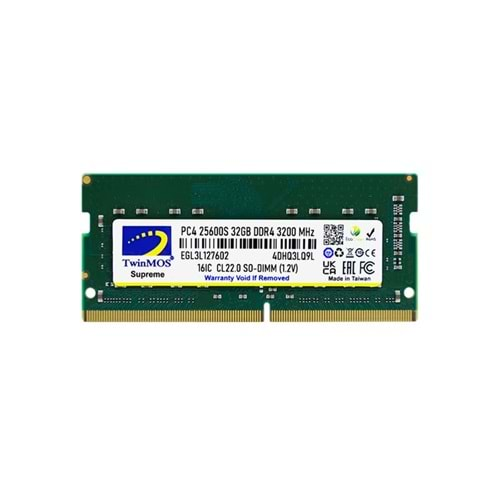 32 GB DDR4 3200MHZ TWINMOS NB MDD432GB3200N 