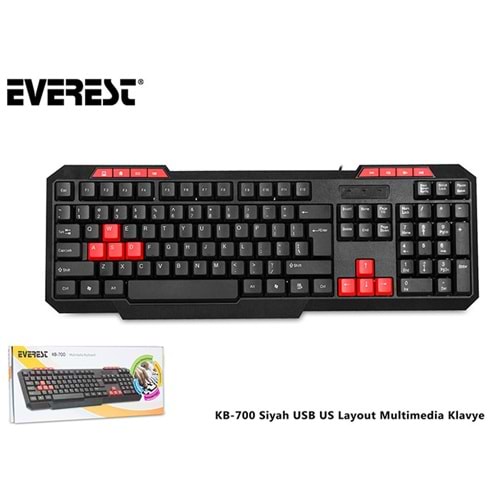 Everest KB-700 Siyah Kablolu Multimedia Klavye İngilizce (US)