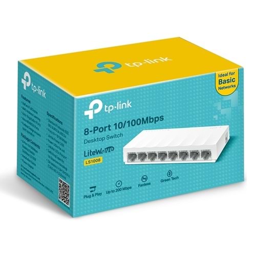 TP-Link LS1008 8 Port 10-100 Mbps Plastik Kasa Switch