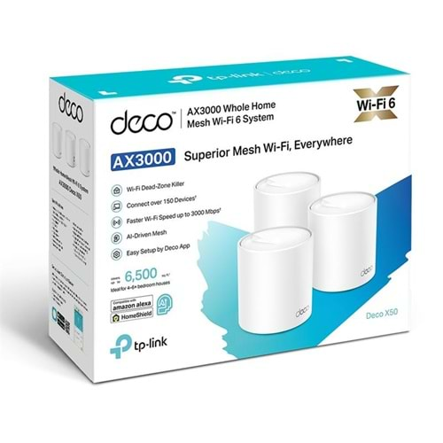 TP-LINK DECO X50 AX3000 MESH EV WI-FI 6 SİSTEMİ (ÜÇLÜ) 