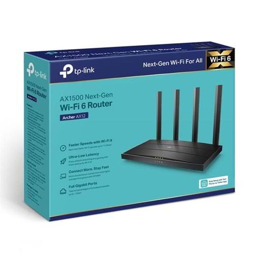 TP-LINK ARCHER AX12 AX1500 1200MBPS DUAL BAND GIGABIT WI-FI 6 ROUTER 