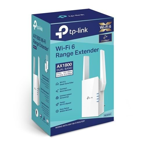 TP-LINK RE605X AX1800 KABLOSUZ WIFI 6 MENZIL GENISLETICI 