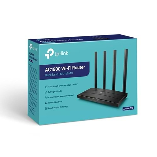 TP-LINK ARCHER C80 AC1900 1300MBPS MU-MIMO İÇ ORTAM KABLOSUZ WIFI ROUTER 