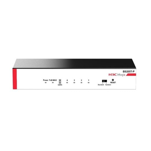 H3C MAGIC BS205T-P 4 PORT GIGABIT + 1PORT GIGABIT UPLINK 57W POE METAL KASA SWITCH 