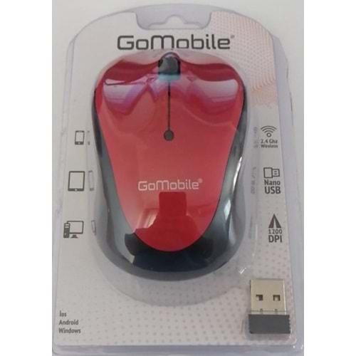 GoMobile Kablosuz Optik Mouse Kırmızı Siyah Çift Renk Ergonomik Tasarım 2.4 Ghz 1200 Dpı GOTwinColor