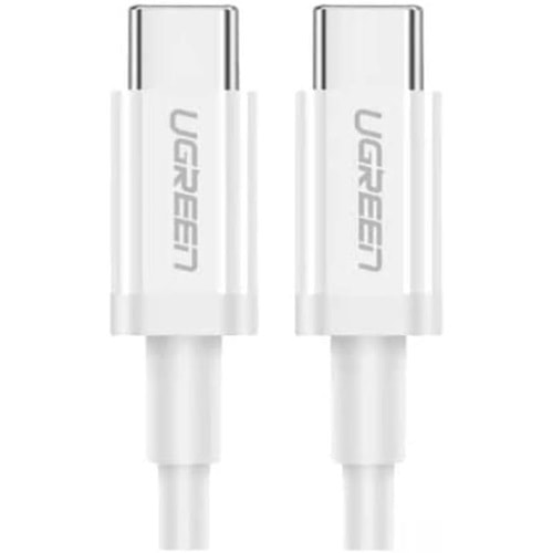 UGREEN USB-C 60W 3A QC PD HIZLI ŞARJ KABLOSU 2 MT BEYAZ 60518 