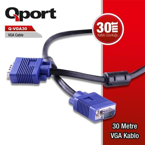 QPORT Q-VGA30 15PIN FITRELI 30MT ERK-ERK VGA KABLO 