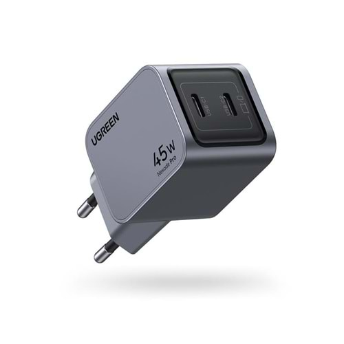 UGREEN NEXODE PRO 45W GAN HIZLI ŞARJ CİHAZI TYPE-C QC PD 2XUSB-C UZAY GRİSİ 35008 