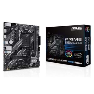 ASUS PRIME B550M-K ARGB DDR4 5100MHZ 1XHDMI 1XDP 2XM.2 USB 3.2 MATX AM4 (AMD AM4 5000/4000 G/3000 SERİSİ İLE UYUMLU) 