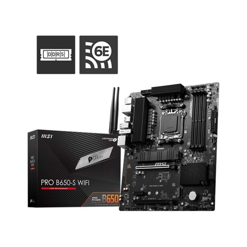 MSI PRO B650-S WIFI DDR5 7200MHZ 1XHDMI 1XDP USB 3.2 M.2 ATX AM5 (AMD AM5 7000 SERİSİ İLE UYUMLU) 