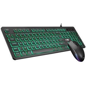Altec Lansing ALGC8264, Siyah, 3 Renkli, USB Kablolu, Multimedya Fonksiyonlu, Gaming Klavye+Mouse Set