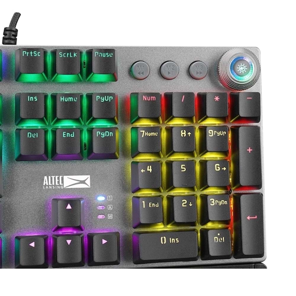 Altec Lansing ALGK8614GR, Siyah-Gümüş, Türkçe Q, Rainbow Aydınlatma, USB Kablolu, Multimedya, Red Switch, Mekanik, Gaming Klavye